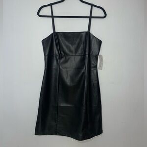 Elegant Black Faux Leather Mini Dress